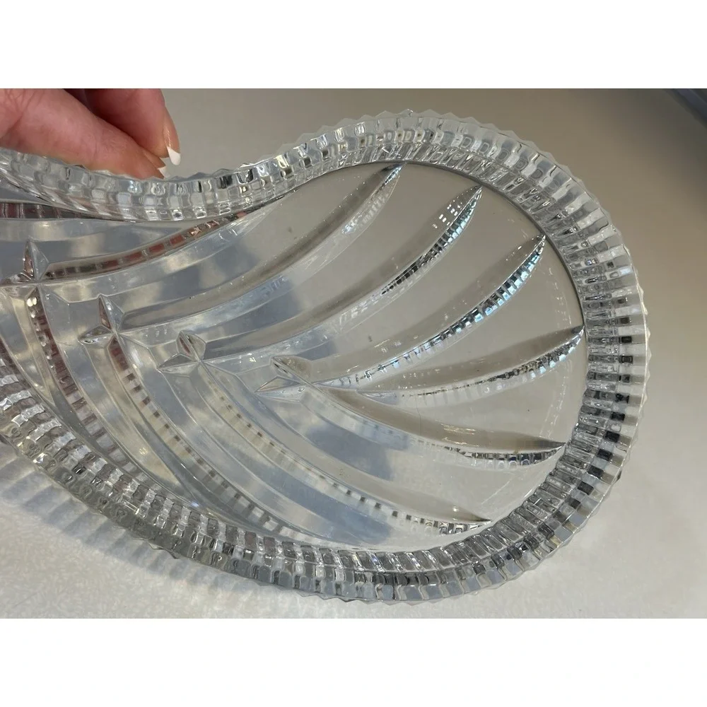 Waterford Crystal Hallmarked‎ Leaf Paisley Shaped Vanity Tray Dish From Ireland